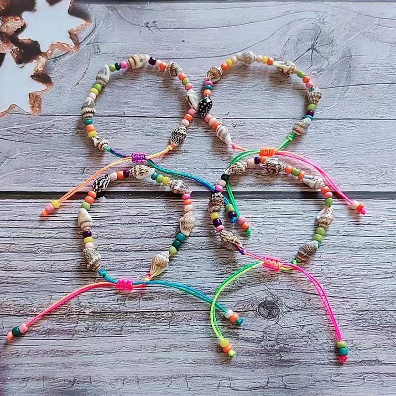 Wholesale Rice Bead Natural Shell Conch Handmade Woven Bracelet